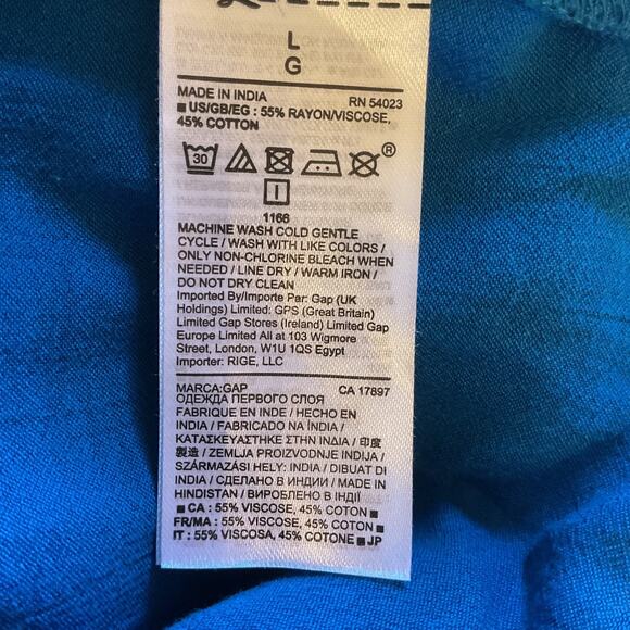 Gap Blue Ruffle Pull Over 3/4 Sleeve Lightweight Top L - Picture 4 of 5